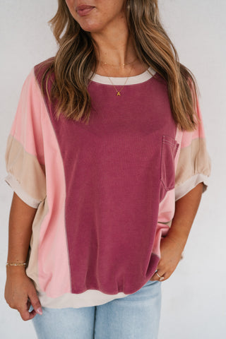 Georgia Color Block Top - Berry