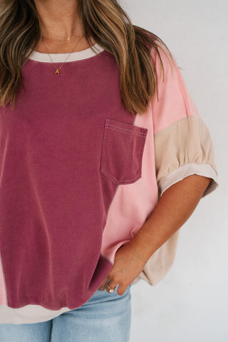 Georgia Color Block Top - Berry