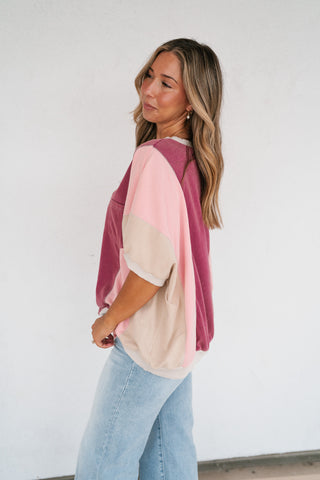 Georgia Color Block Top - Berry