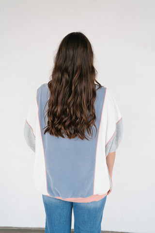 Georgia Color Block Top - Heather Gray