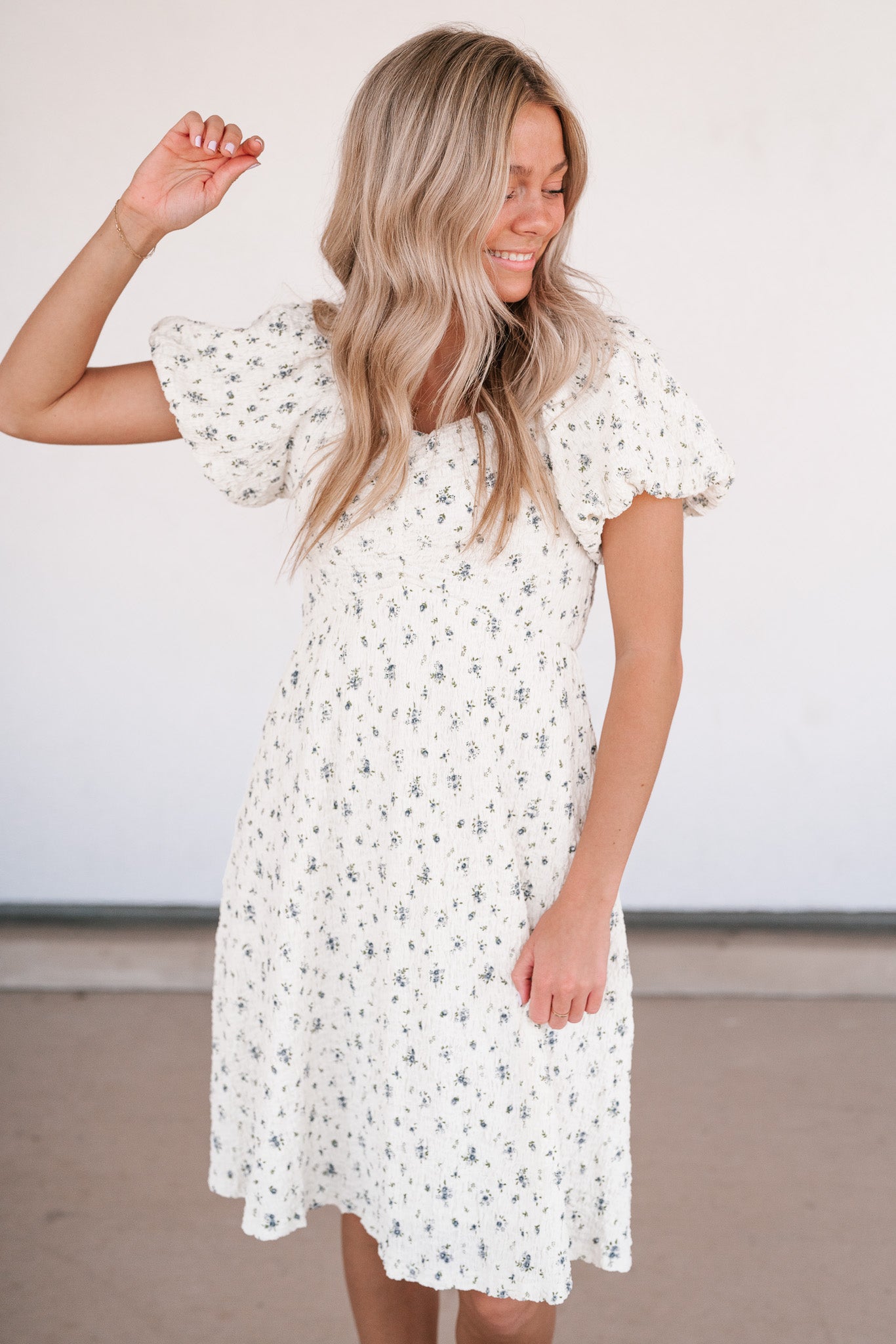 Forget Me Not Balloon Sleeve Dress