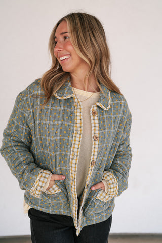 Sage Stone Polka Dot Quilted Jacket