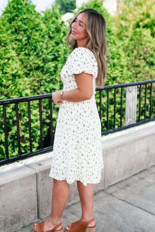 Forget Me Not Balloon Sleeve Dress