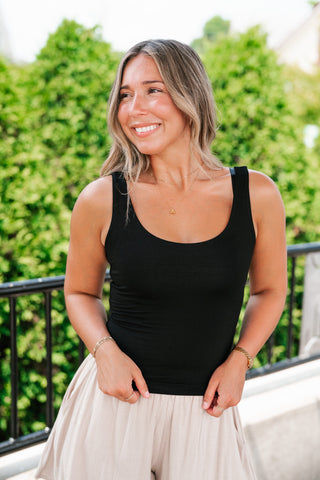Perfect Layer Scoop Neck Tank - Black