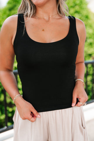 Perfect Layer Scoop Neck Tank - Black
