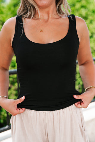 Perfect Layer Scoop Neck Tank - Black
