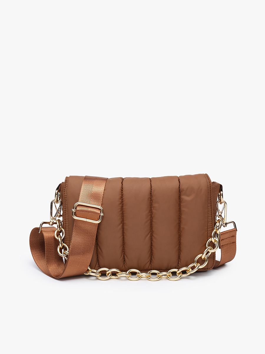 Lala Quilted Chain Crossbody- Chocolate