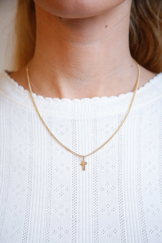Able Cross Pendant Curb Chain Necklace