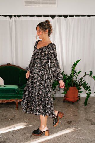 Smocked Dress with tiered skirt and ruffle sleeves