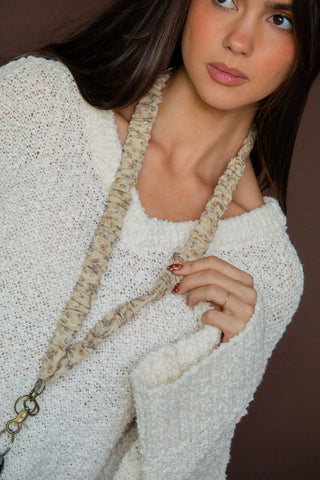 Beige Floral Lanyard - ANDI