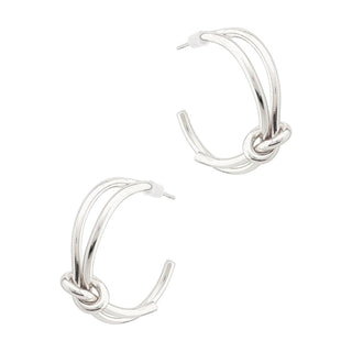 Silver Knotted Hoop Earrings
