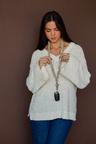 Beige Floral Lanyard - ANDI