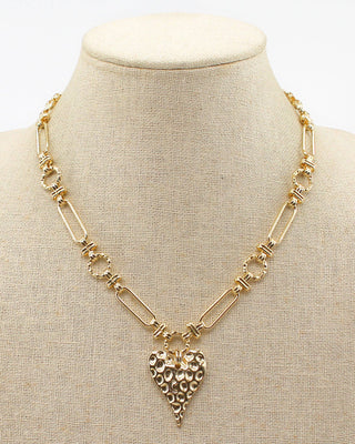 Gold Hammered Heart Necklace