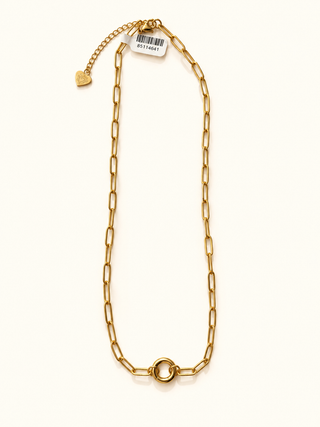 Paperclip Charm Holder Necklace / Gold