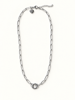 Paperclip Charm Holder Necklace / Silver