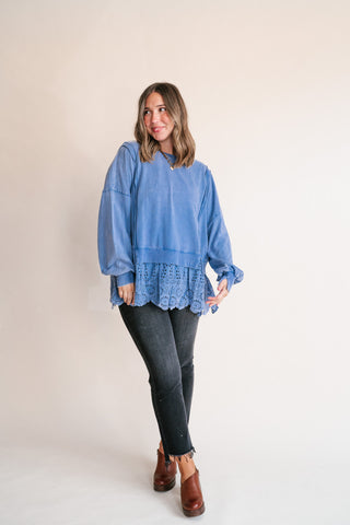 Blue Horizon Layered Peplum Top