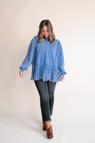 Blue Horizon Layered Peplum Top
