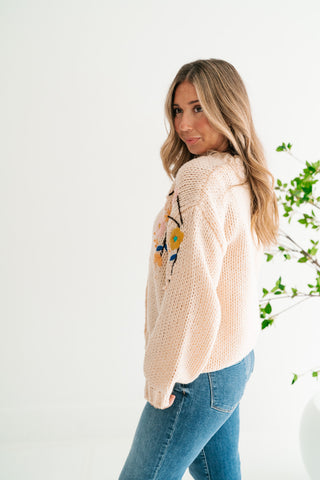 Poetic Charm Floral Embroidered Knit Cardigan