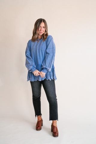 Blue Horizon Layered Peplum Top