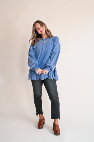 Blue Horizon Layered Peplum Top