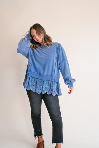 Blue Horizon Layered Peplum Top