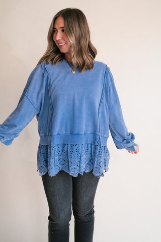 Blue Horizon Layered Peplum Top