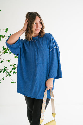 Forever Ideal Ribbed Top - Royal Blue