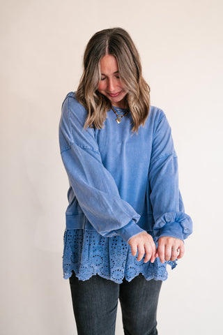 Blue Horizon Layered Peplum Top