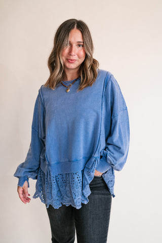 Blue Horizon Layered Peplum Top