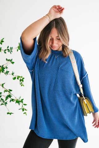 Forever Ideal Ribbed Top - Royal Blue