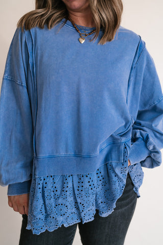 Blue Horizon Layered Peplum Top
