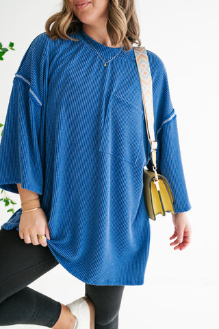 Forever Ideal Ribbed Top - Royal Blue