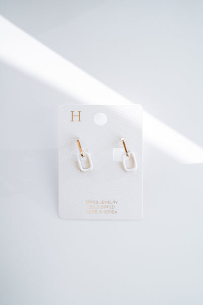 White Chain Link Earrings