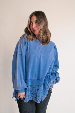 Blue Horizon Layered Peplum Top