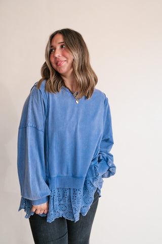 Blue Horizon Layered Peplum Top