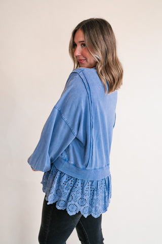 Blue Horizon Layered Peplum Top