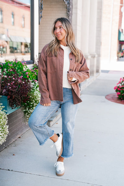 Autumn Chestnut Button Down Top