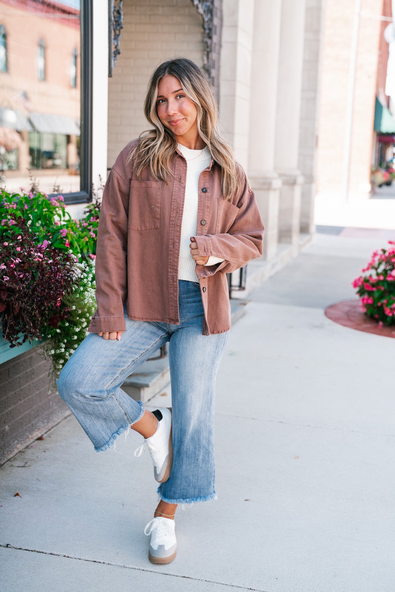 Autumn Chestnut Button Down Top