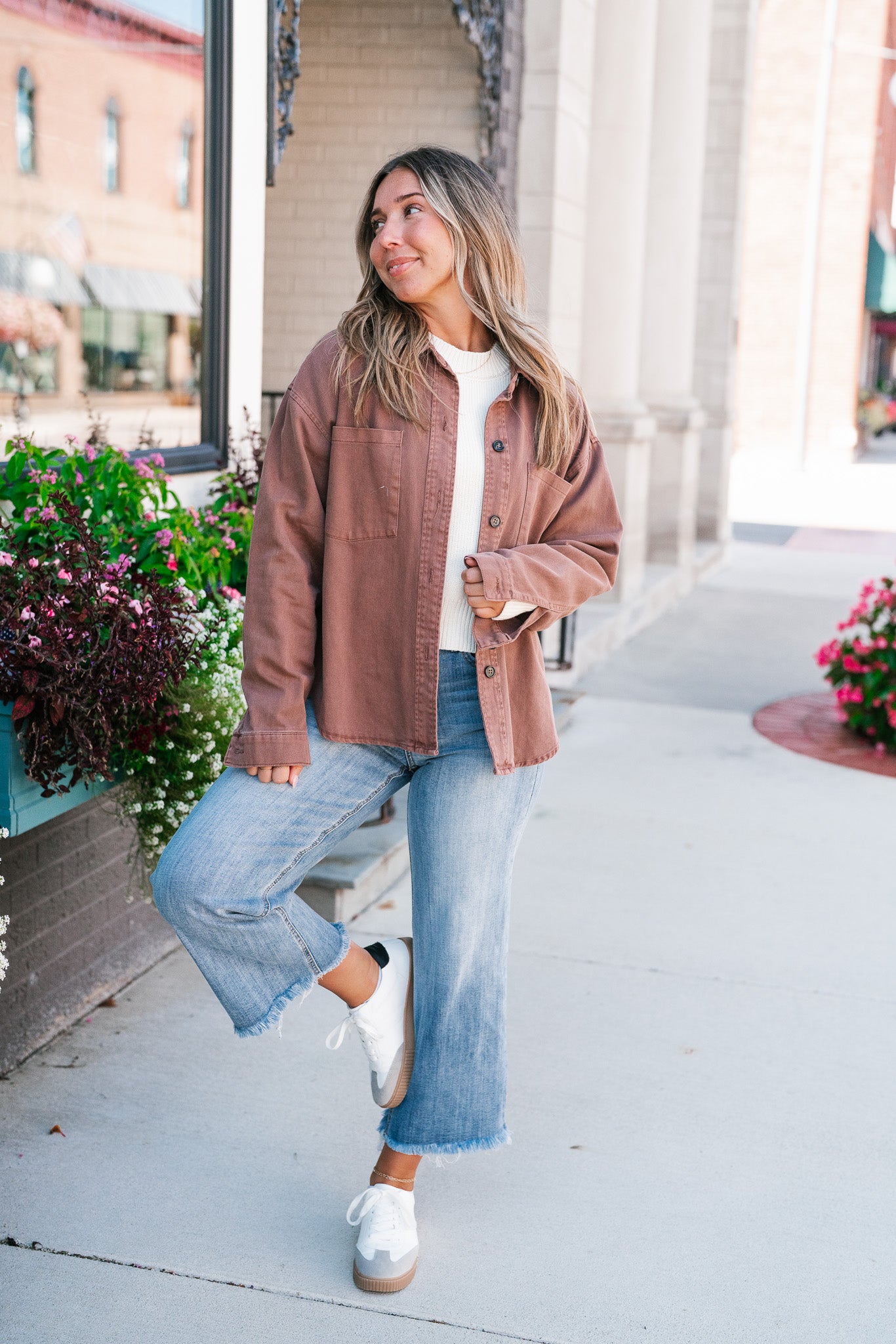 Autumn Chestnut Button Down Top