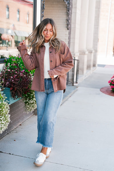 Autumn Chestnut Button Down Top