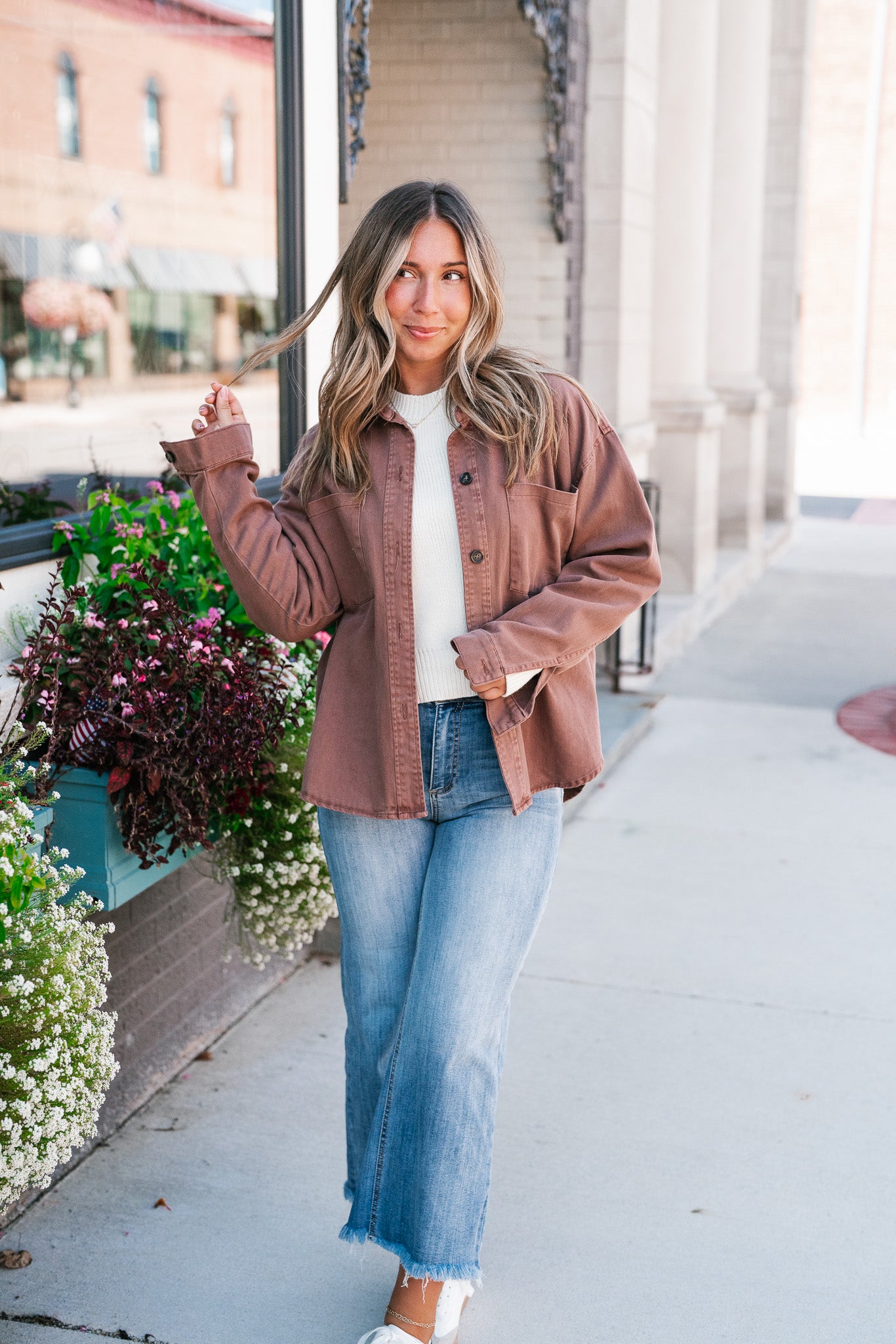 Autumn Chestnut Button Down Top