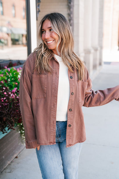 Autumn Chestnut Button Down Top