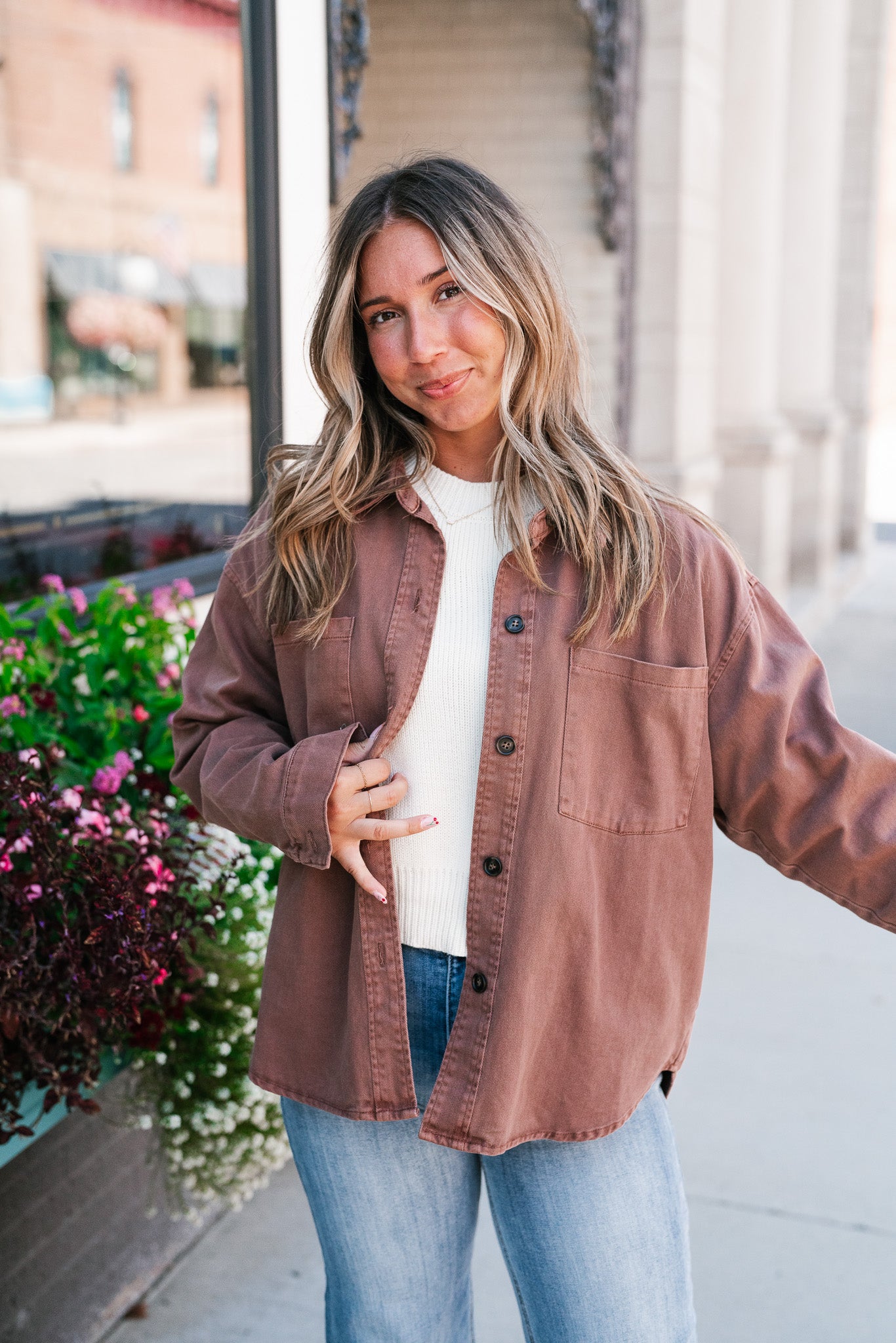 Autumn Chestnut Button Down Top