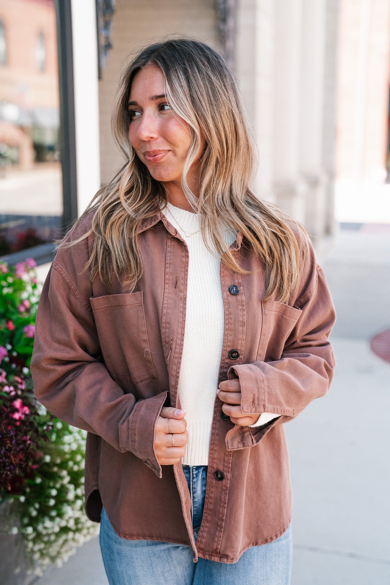 Autumn Chestnut Button Down Top