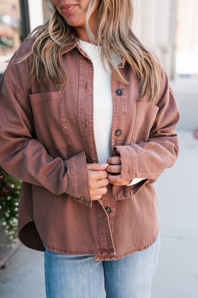 Autumn Chestnut Button Down Top