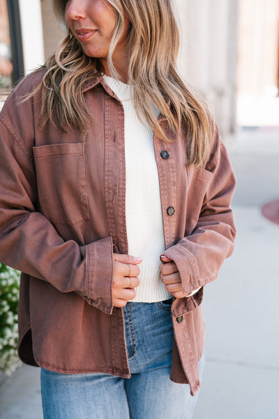 Autumn Chestnut Button Down Top