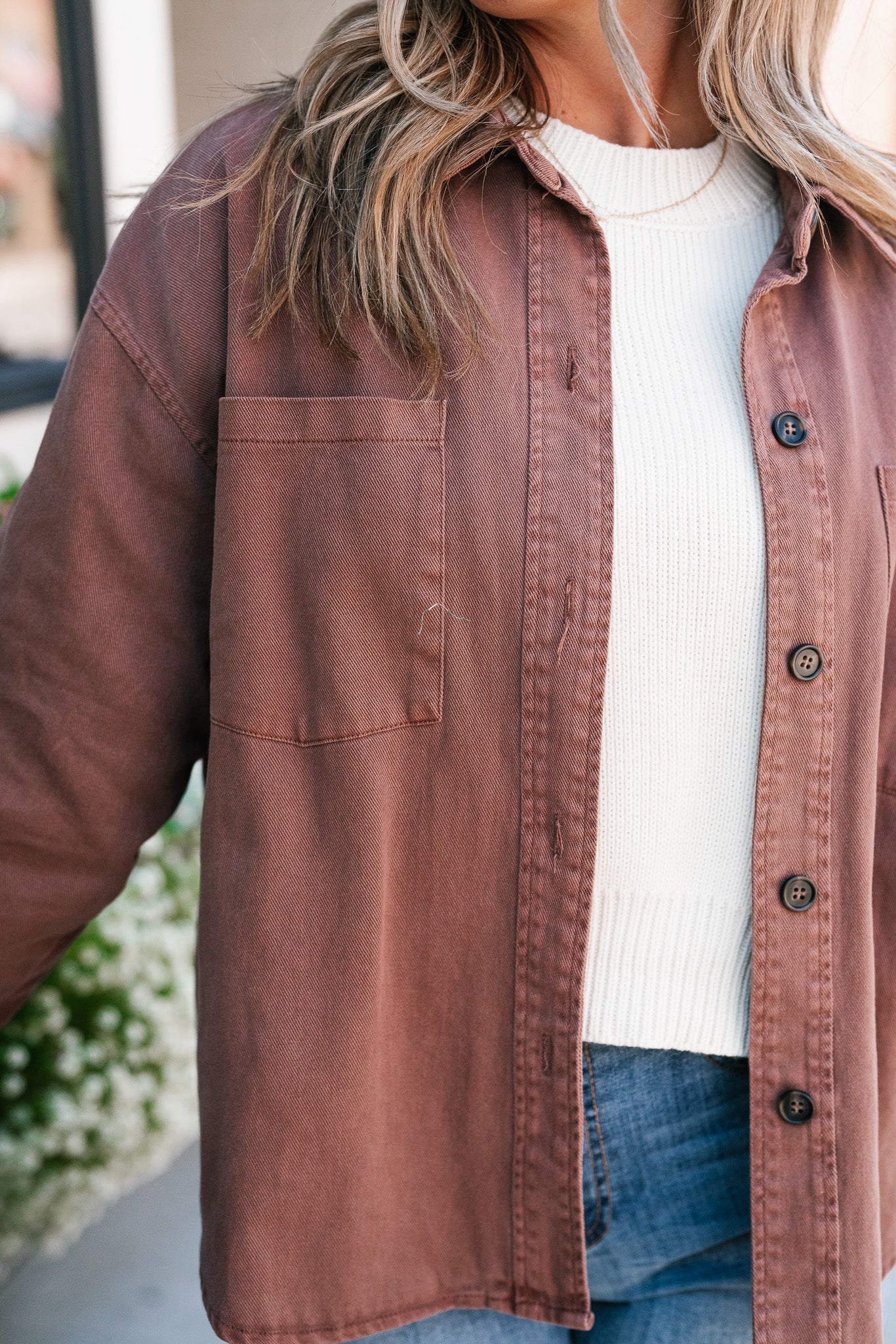 Autumn Chestnut Button Down Top