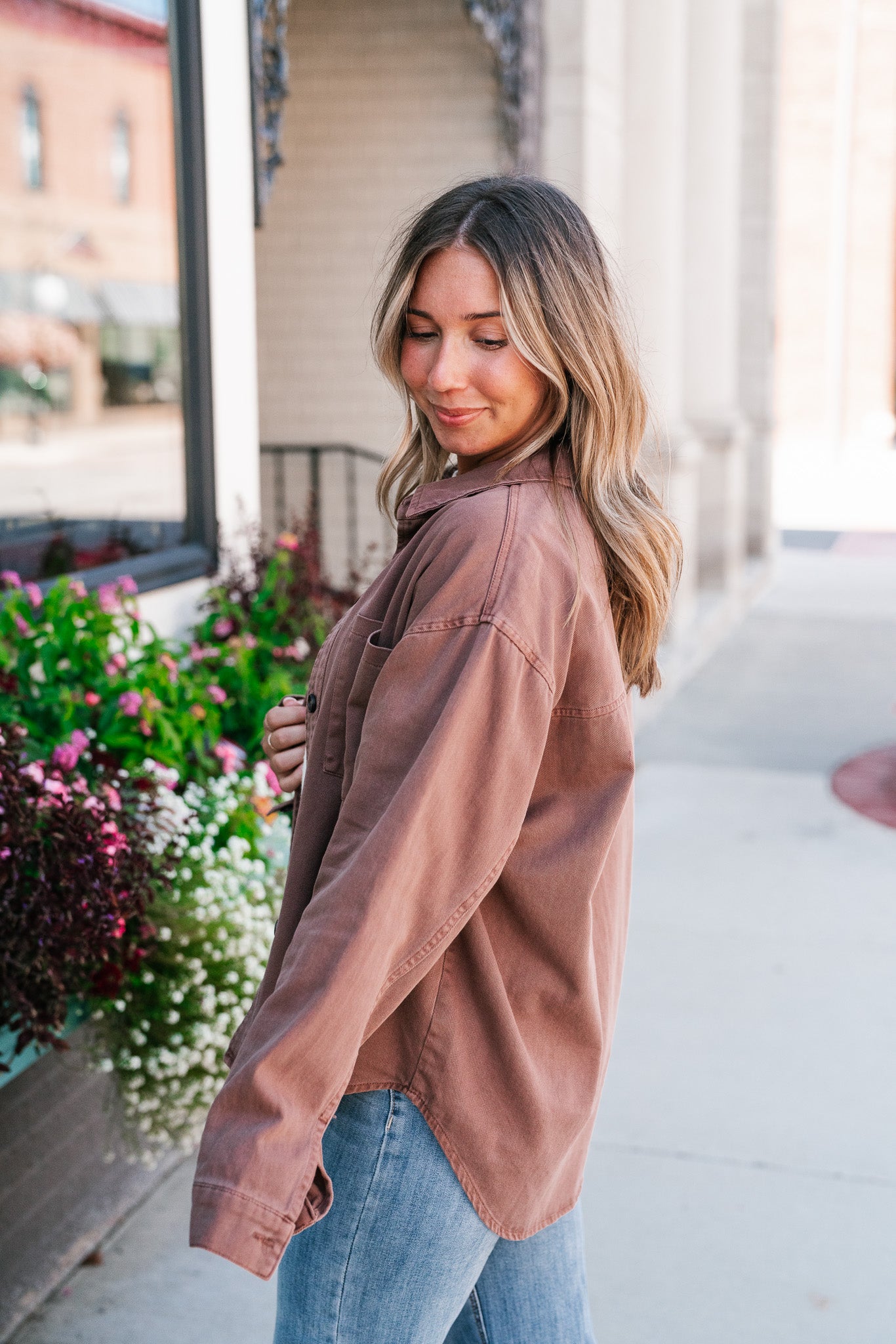 Autumn Chestnut Button Down Top