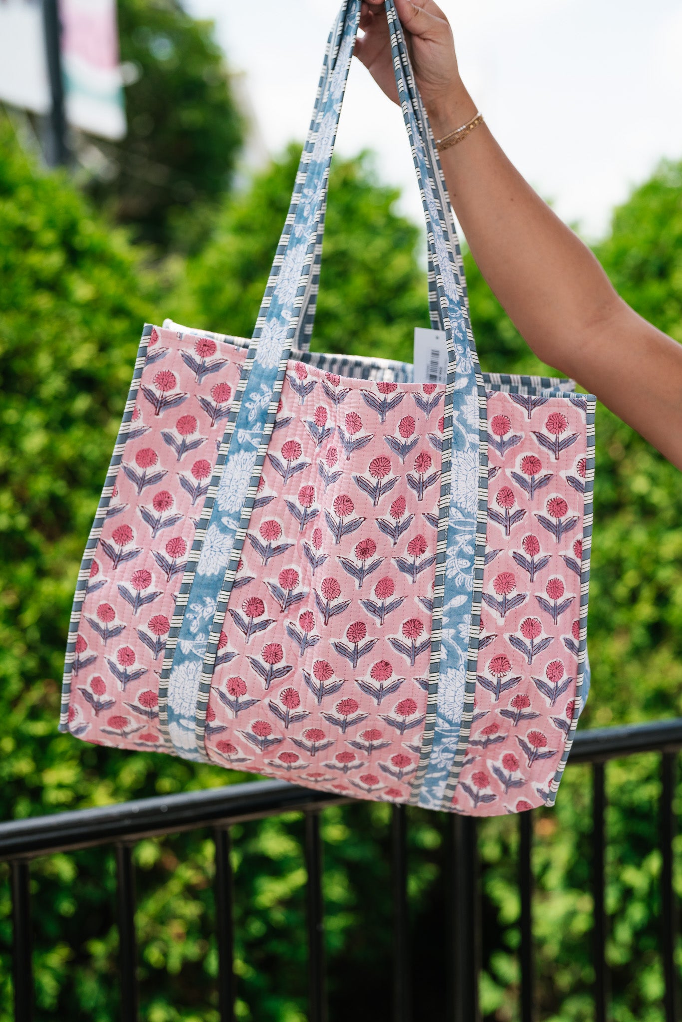 River Patchwork Carryall Tote - Pink