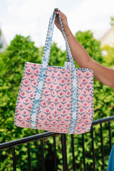 River Patchwork Carryall Tote - Pink